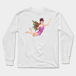 Hello world elf fairy faerie flying with dragon wings Long Sleeve T-Shirt